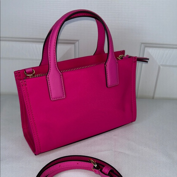 Tory Burch Ella Nylon & Leather Mini Tote Bright Pink NWT - Picture 6 of 9